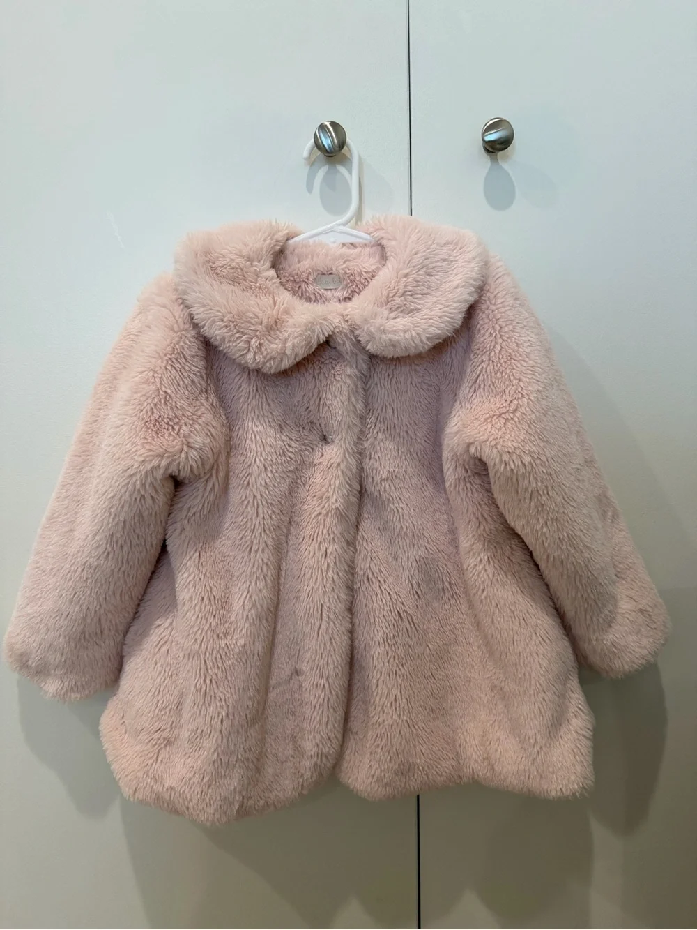Pink Faux Fur Kids Coat with Peter Pan Collar